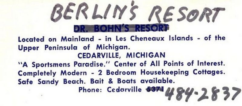Berlins Resort (Dr. Bohns Cottages, Dr Bohns Resort) - Vintage Postcard (newer photo)